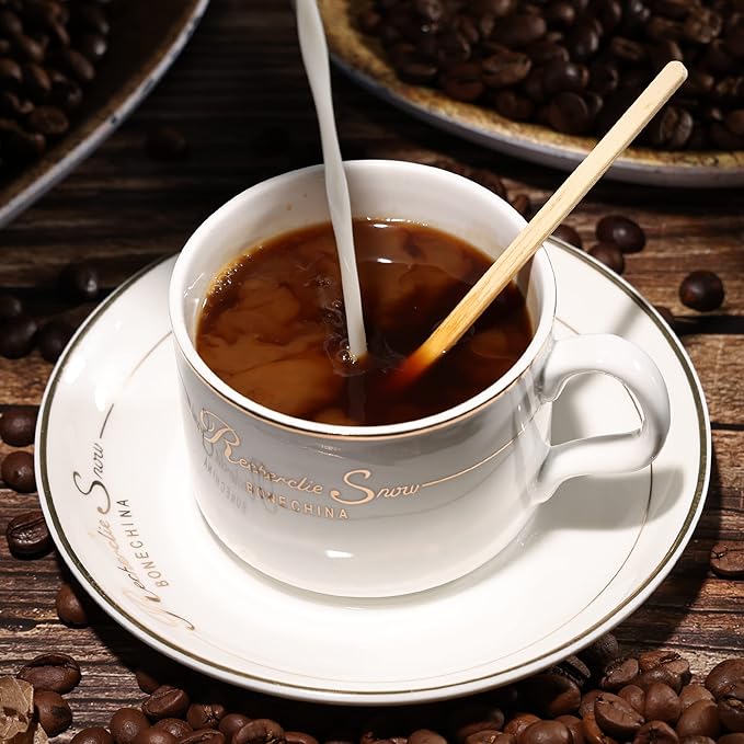 500pcs Bamboo Coffee Stirrers Individually Wrapped, 5.5 Inch Disposable Wood Swizzle Stick Beverage Mixer, Eco Friendly Long Wood Stir Sticks for Mixing Cocktail Hot Chocolate Drinking Tea