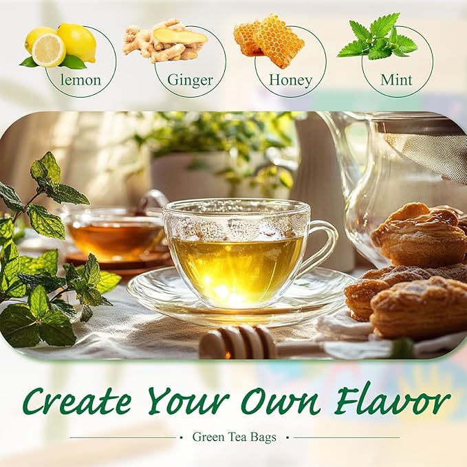 WT WEETEE Green Tea Bags, 100 Count Pure Green Tea, Super Antioxidant | Resealable Kraft Bag | Brew Hot or Iced