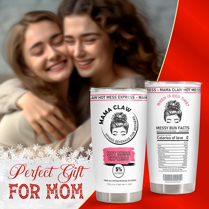 34HD Mothers Day Gifts for Mom, Mama Claw Tumbler with Lid, 20oz Stainless Steel Vacuum Insulated Mommy Cup, Mama Life Tumbler, Funny Birthday Mom Gifts from Son Daughter Husband