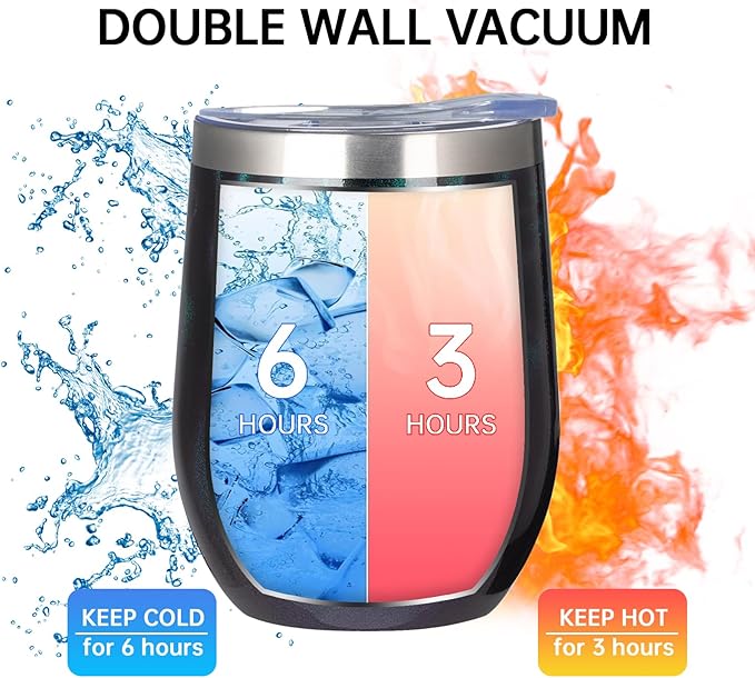 MEZMUT 12 Oz Insulated Wine Tumbler with Lid Double Wall Vacuum Stainless Steel Wine Glass Coffee Mug Insulated Tumbler Cup for Champaign, Cocktail, Beer (Deep Green, 1 Pack)