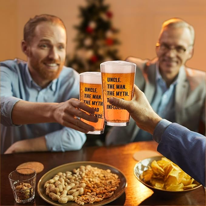 Ithmahco Best Uncle Gifts, Personalized Gifts For Uncle From Niece, Nephew, Funny Beer Glasses & Bottle Opener For Men, Christmas, Birthday Idea