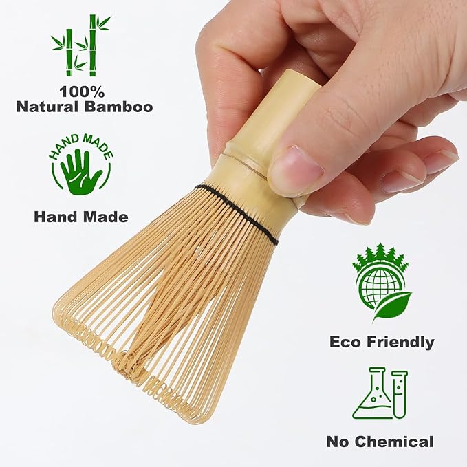 Matcha Whisk Set, Matcha Set, 6 Pieces, with Bamboo Whisk, Ceramic Bowl & Sifter Complete Matcha Powder Tea Includes Scoop & Spout Bowl, Traditional Japanese Tea Accessories for Home (set of 6 - B)