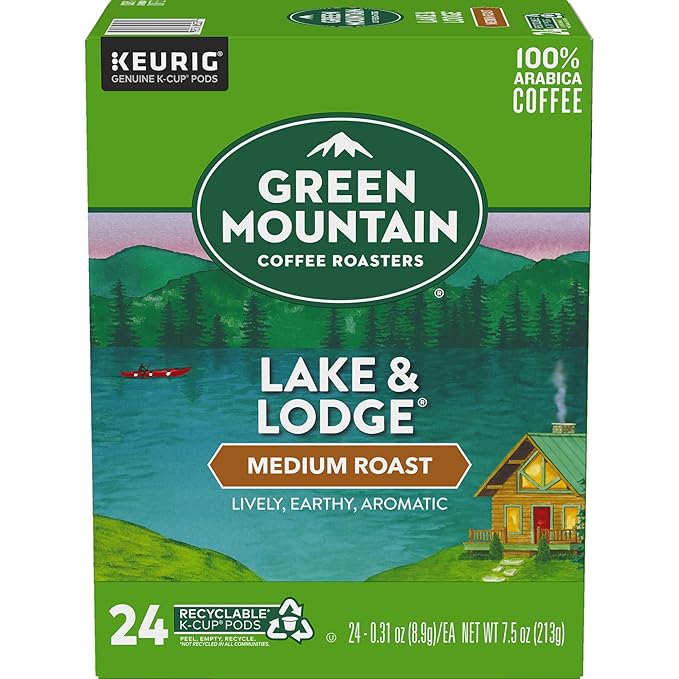Green Mountain Coffee Roasters Lake and Lodge Blend Keurig Single-Serve K-Cup pods, Medium Roast Coffee, 96 Count