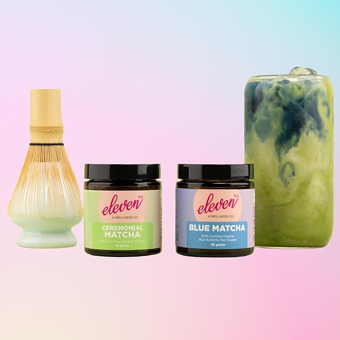 Eleven TLC, Blue Matcha Powder, Butterfly Pea Flower Powder, Matcha Blue Tea, Blue Matcha Latte, Caffeine Free Matcha, Glass Jar, 18 Servings