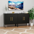 CARPETNAL Set of 2 Accent Storage Cabinet with Doors and Adjustable Shelf, Freestanding Buffet Cabinet, Modern Sideboard Buffet Cabinet for Living Room, Dining Room, Kitchen, Hallway (Black)