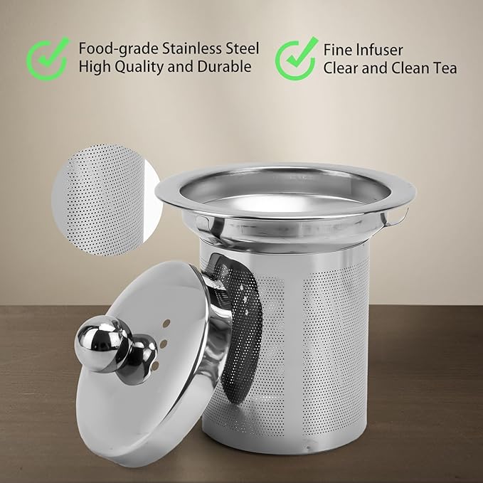 Glass Teapot 14oz/400ml with Removable Infuser, Borosilicate Clear Tea Kettle, Stovetop Safe Tea Kettle Blooming Loose Leaf Teapots, for Camping, Travel
