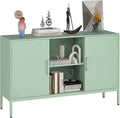 Metal TV Stand for 65 Inch TV, Metal Storage Cabinet Sideboard Buffet Cabinet Coffee Bar 2 Door Locker Pantry for Office Home Kitchen (Green, 47.24" D x 13.78" W x 29.53" H)