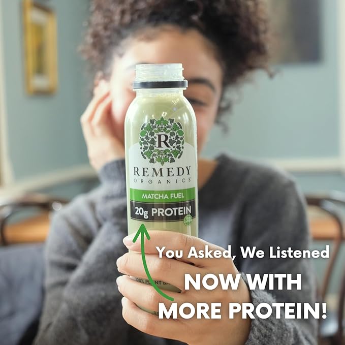 Remedy Organics Matcha Fuel 12-Pack | Plant Based 20g Protein Shakes, Ready to Drink | USDA Organic, Gluten Free, Dairy Free, Soy Free