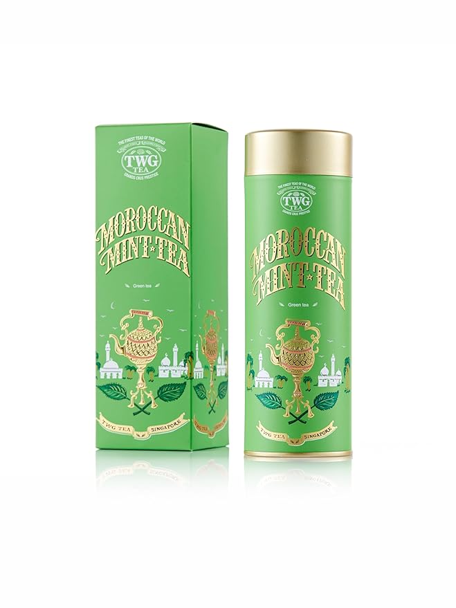 TWG Tea | Moroccan Mint Tea | Green Tea | Spearmint Leaves | Haute Couture Tin, 120g | Gift Set