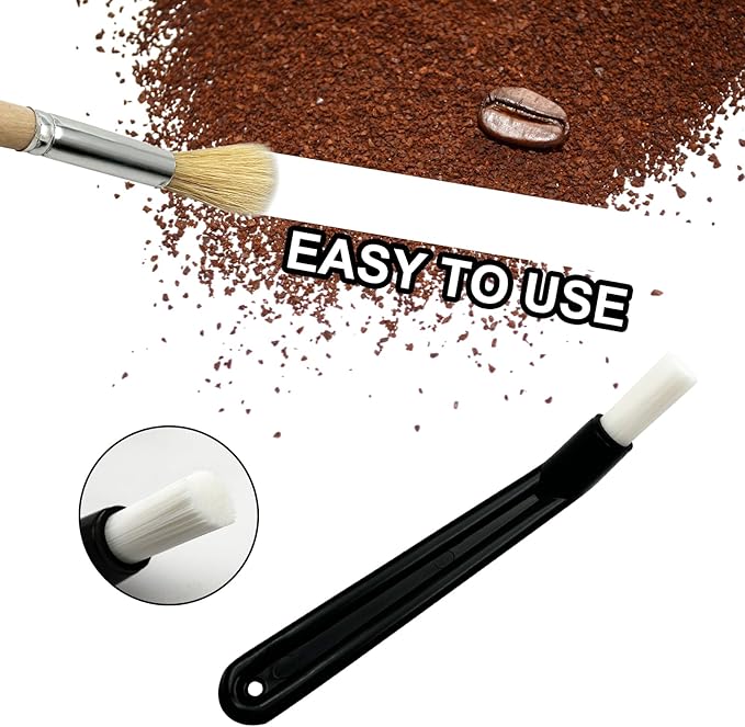 Coffee Brush Set with Wooden and Nylon Brushes for Coffee Machine Cleaning, Professional Espresso Brush Set with Nylon Espresso Brushes Wooden Coffee Grinder Cleaning Brushes