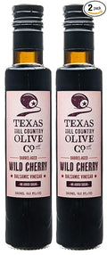 Wild Cherry Balsamic Vinegar - Gourmet Barrel Aged Infused Balsamic Vinegar - Great for Dressing Dipping Glazing - No Artificial Flavors or Added Sugar - Made in Texas (8.5 oz, 2 Pack)