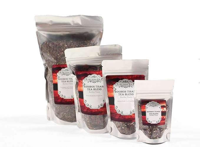 Nelson's Tea - Strawberry Almond - Rooibos Loose Leaf Tea - Caffeine Free - Red & green rooibos tea, almonds, and strawberries (Sample 0.4 Oz)