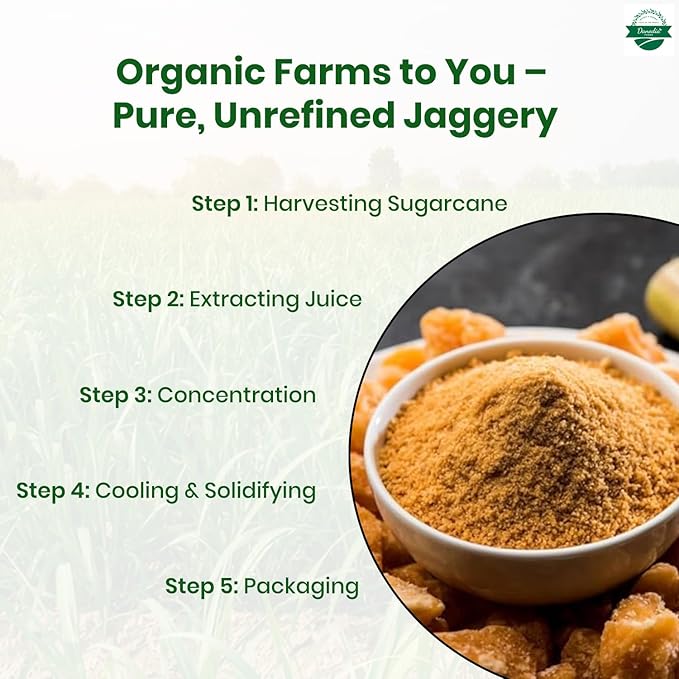 Danodia Foods Organic Jaggery Powder (2 lbs/950G) | Gluten Free, Traditionally, No Anti Caking Agent, No Additives | Unique Sugar Substitute, Best Of Indian Sweetener (Resealable Pouch)