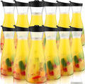 Xinnun 12 Pcs Water Carafe with Flip Top Lid Plastic Carafe with Black Lid Clear Plastic Water or Juice Beverage Pitcher Jug for Restaurant Party School Bar Juice Milk Coffee (20 oz)