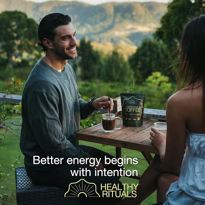 Healthy Rituals SuperBlend Instant Coffee Powder with Lion’s Mane Mushroom, MCT Oil, L-Theanine, Turmeric, Prebiotic Fiber and L-Carnitine, for a Smooth Coffee Ritual, 150 g