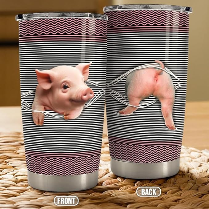 Pig Tumbler 20oz Stainless Steel Insulated Coffee Travel Mug Cup for Women Girls Pig Gifts for Birthday Christmas Mothers Day