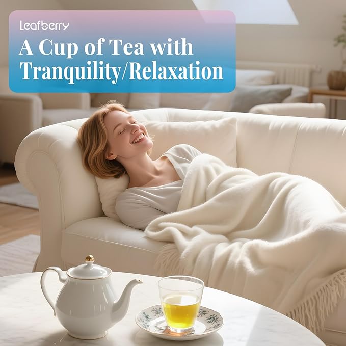 Leafberry Herbal Tea Sampler (Sleep Tea) - 10 Caffeine-Free Decaf Pyramid Bags | Relaxing Bedtime Gift Set for Women & Men | Promote Sleep and Calm the Mind