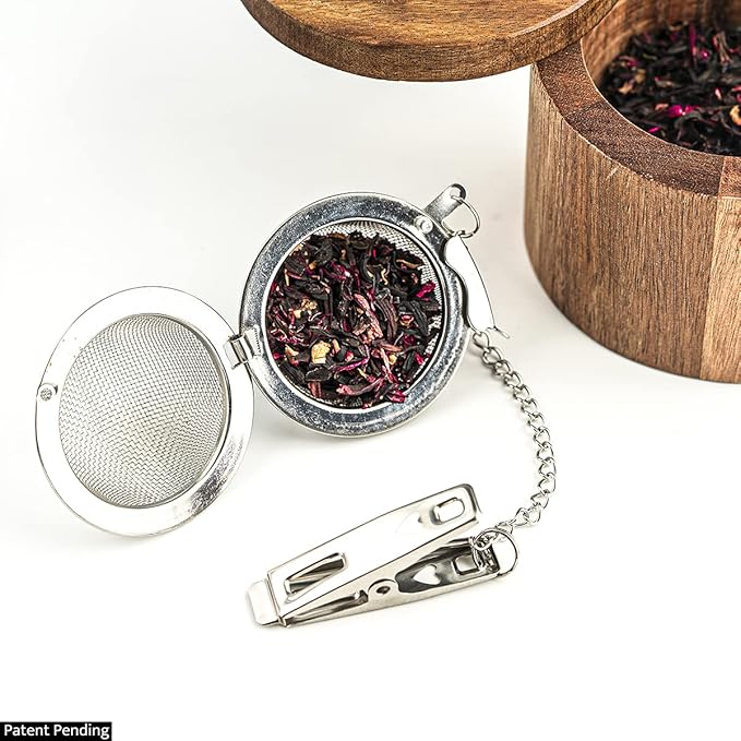 Tea Infuser Tea Ball Tea Filter with Clip for Brew Loose Tea Perfect Pincer Tea Infuser Busket Colador Infusor té Metal Mesh Tea Filter Sifter Fine Mesh Ball Tea Filter (Ball Tea Filters)