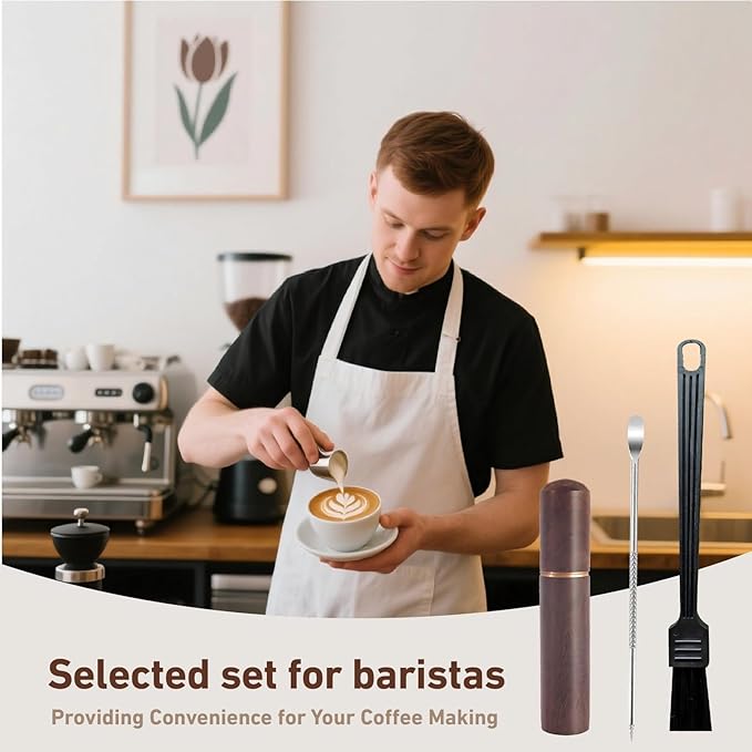 3Pcs Coffee Grinder Brush Set includ Cleaning Brush Latte Art Pen Espresso Coffee Stirrer 5 Needles Commercial and Home Use Coffee Cleaner Pot Brush Multifunctional Barista Accessories