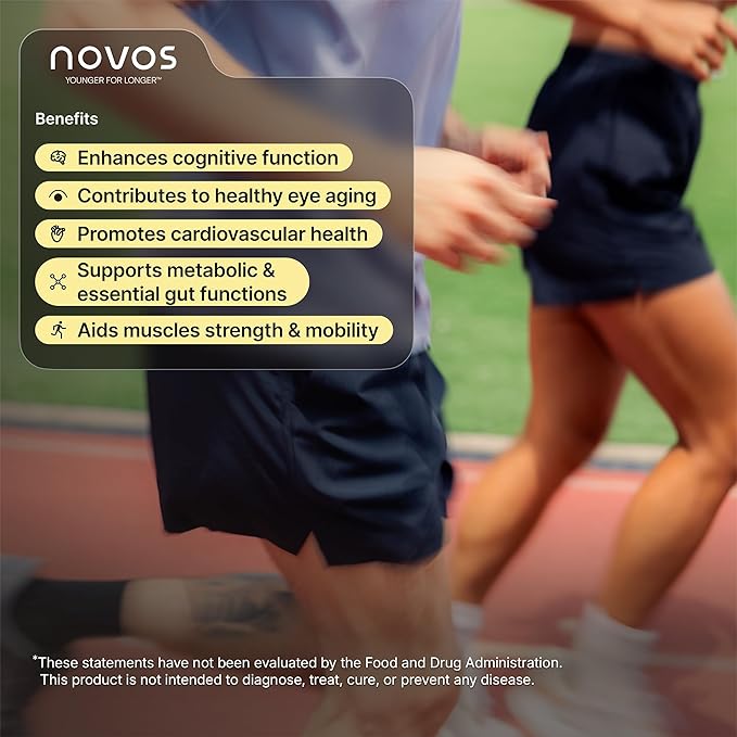 NOVOS Core Longevity Mix, Anti-Aging Supplement, Drink Powder Packet Orange Flavor - Skin Support, Energy, Mood, Sleep and Cognition Support - 30 Servings