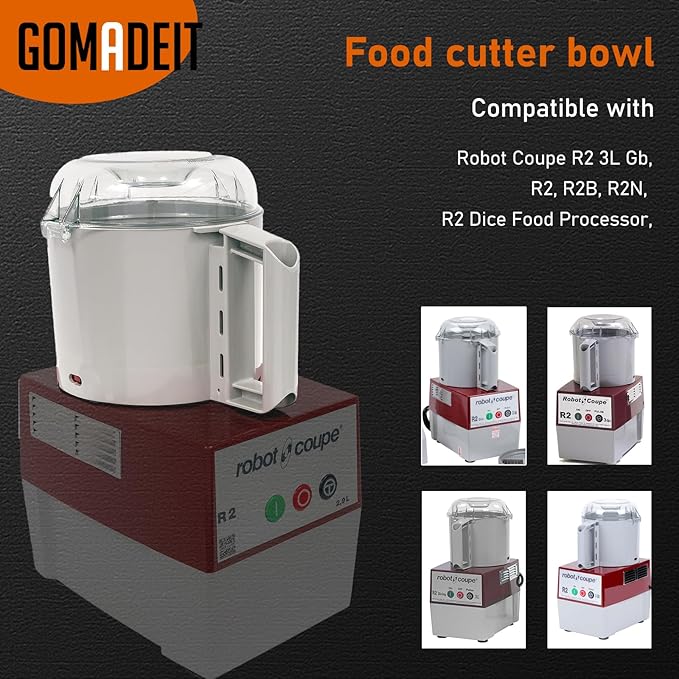 112204S Cutter Bowl fits for Robot Coupe R2 3L Gb, R2, R2B, R2N, R2 Dice Food Processor, 3 Quart Gray Bowl