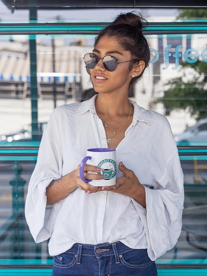 Personalized Coffee Mug | Custom Photo, Text, or Logo Cup (11oz, Purple Rim, Inner, and Handle) |Dishwasher & Microwave Safe |Unique Gift for Men & Women –Taza Personalizada