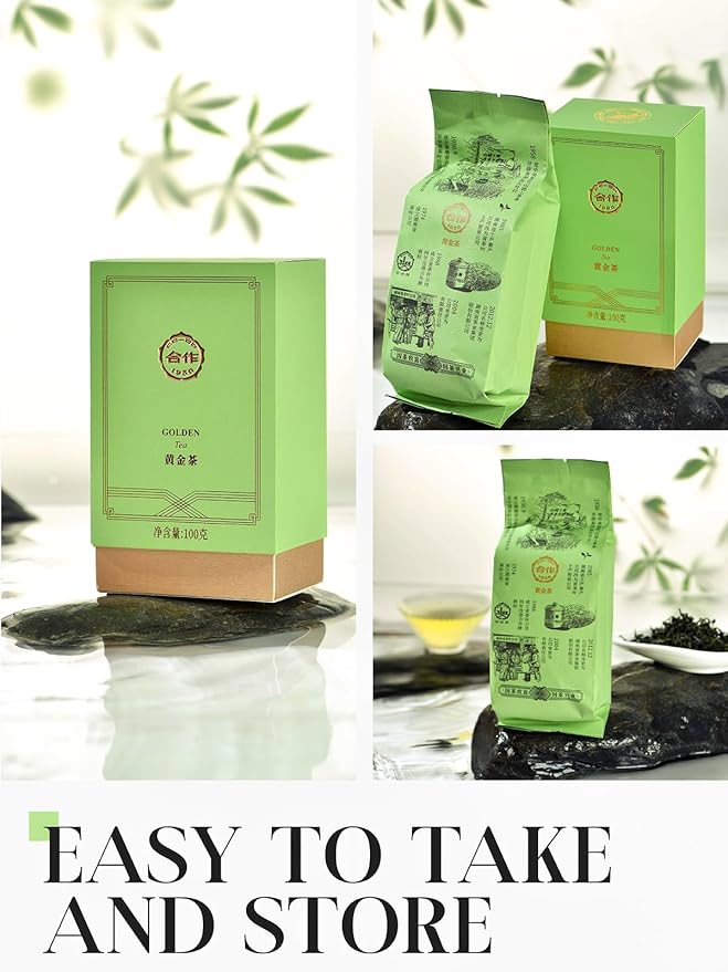 CO-OP 1950 Golden Green Tea Loose Leaf Tea, 100g, High Mountain Whole Loose Leaf Green Tea, Naturally Smooth & Refreshing, Rich in Antioxidants, No Additives, 20 Empty Tea Bags Included, Box