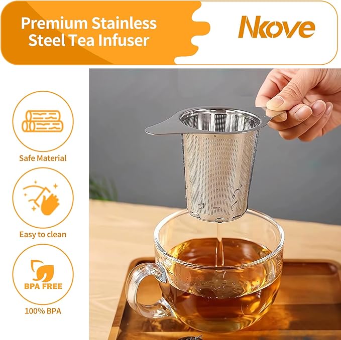 Universal Tea Infuser with Lid Stainless Steel Filter Fits Mugs Cups Teapots Food Grade