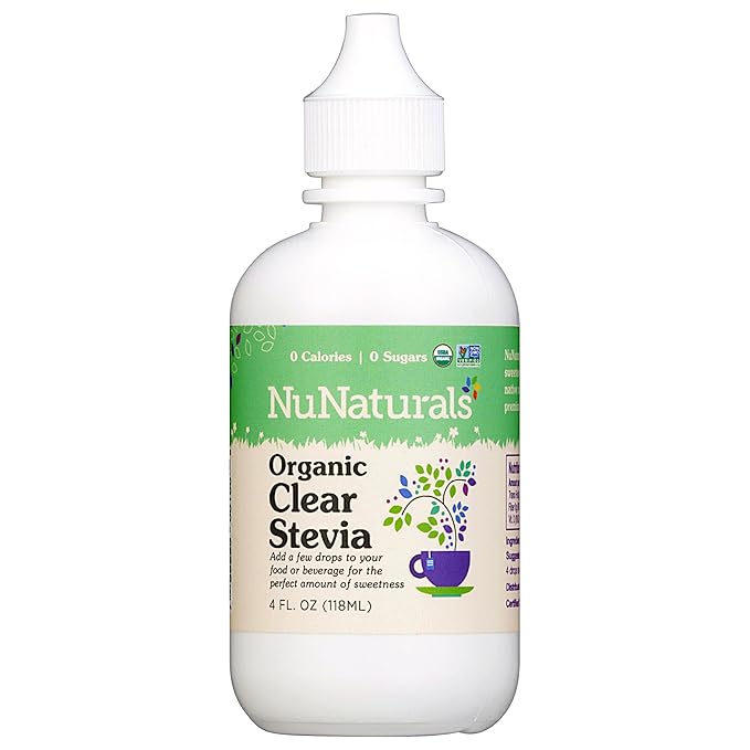 NuNaturals Organic Clear Extract Stevia, Plant-Based Sweetener, Plastic Bottle, 4 oz