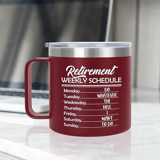Funny Retirement Gifts for Women Men - 14 Oz Stainless Steel Insulated Coffee Mug With Lid - Birthday Retired Goodbye Farewell Gifts for Coworkers Boss Teachers Nurse Mom Dad
