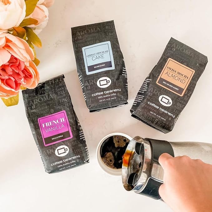 Coffee Beanery Vanilla Bean Flavored Coffee, 1-1.75oz Try Me Size Coffee Sampler, Light-Medium Roast