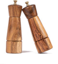 Salt and Pepper Mill Set, Adjustable Ceramic Grinder Salt Mill, Stainless Steel Grinder Pepper Mill, Acacia Wood, 16.5 cm / 6 inch Height, Bottom Dia 5 cm (Tray is NOT Included)