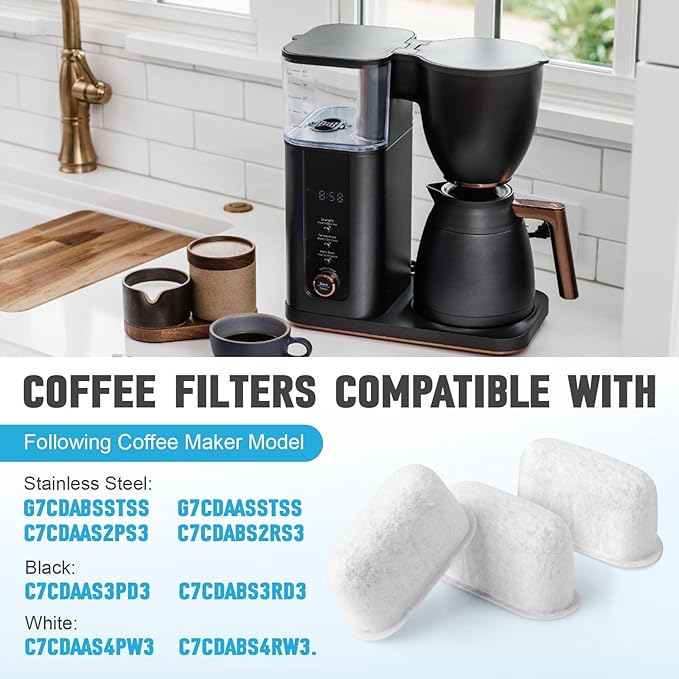 Coffee Maker Water Filter UNIV1CFLTR6PK Replacement For GE Café Carbon Water Filter Pod Specialty Drip Coffee Maker G7CDABSSTSS,G7CDAASSTSS,C7CDAAS3PD3,C7CDAAS4PW3 (3Pack)