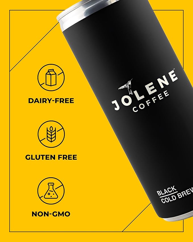Jolene Coffee – Black Cold Brew | 8oz Cans | Smooth, Bold, Dairy-Free, Gluten-Free, Non-GMO (24 Cans, Black Cold Brew)