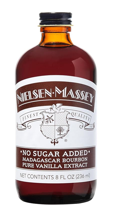 Nielsen-Massey No Sugar Added Madagascar Bourbon Pure Vanilla Extract for Baking and Cooking, 8 Ounce Bottle