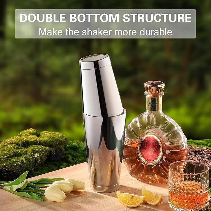Homestia Boston Cocktail Shaker Black, Cocktail Shaker Tins Weighted, Bar Shaker Set Bartender Shakers for Bartending - Martini Shaker Stainless Steel Drink Mixer, Bar Tools Metal Shaking Tin