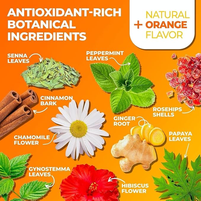 Total Tea SIimming Detox Tea Caffeine Free - 25 Day Detox - Herbal Tea with Chamomile, Hibiscus Tea & Ginger Root for Colon Cleanse – Natural Citrus & Cinnamon Fruit Tea for Digestive Health