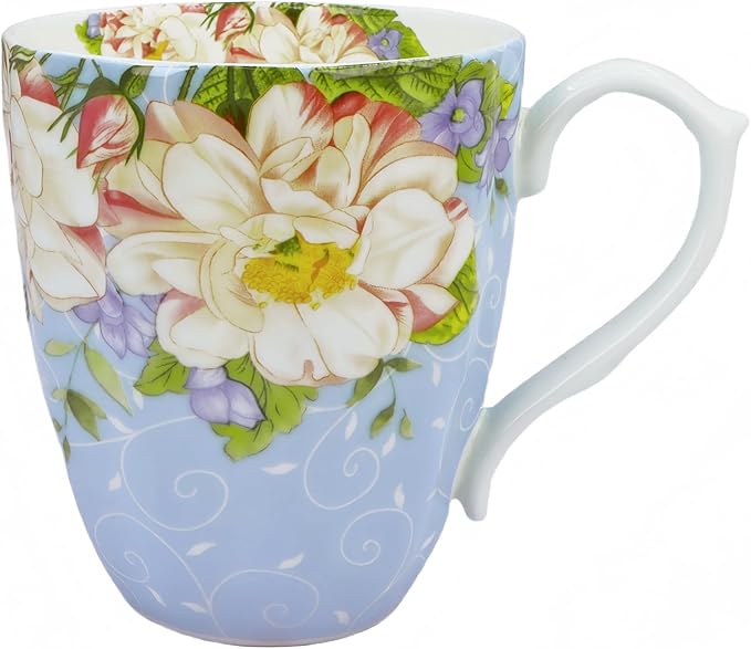 14oz Bone China Coffee Mugs for Women Floral Coffee Mug Tea Cups Novetly Coffee Cups Gift for Women Mom Friends