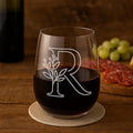 On The Rox Drinks Monogrammed Gifts For Women and Men - Letter A-Z Initial Engraved Monogram Stemless Wine Glass - 17 Oz Personalized Wine Gifts For Women and Men (R)