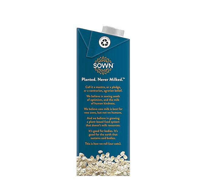 SOWN Organic Oat Creamer Salted Caramel - Barista Oat Milk Non Dairy Coffee Creamer - Plant Based, Dairy-Free, Vegan, Gluten-Free, Non-GMO, Shelf Stable - 32oz (Pack of 6)