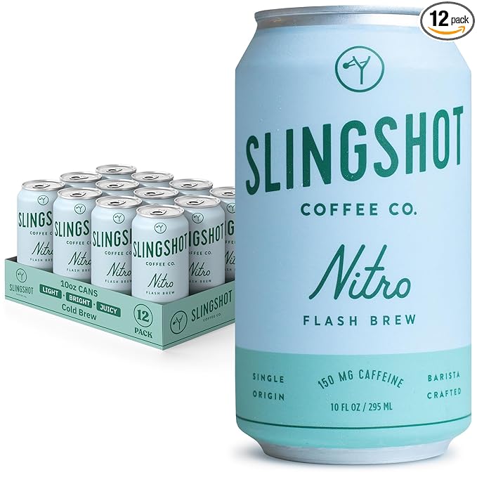 Nitro Flash Brew Coffee, 12-Pack – Organic, Single-Origin Colombian, Bright & Bold, Smooth Nitro Texture, Unsweetened Black Coffee, Ready-to-Drink Cans, 10 oz