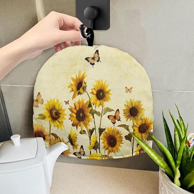 Butterfly Tea Pot Cozy for Keeping Warm Sunflower British Tea Pot for Kitchen Accessories Gift to Women Dust Proof Kettle Kitchen Dust Cover