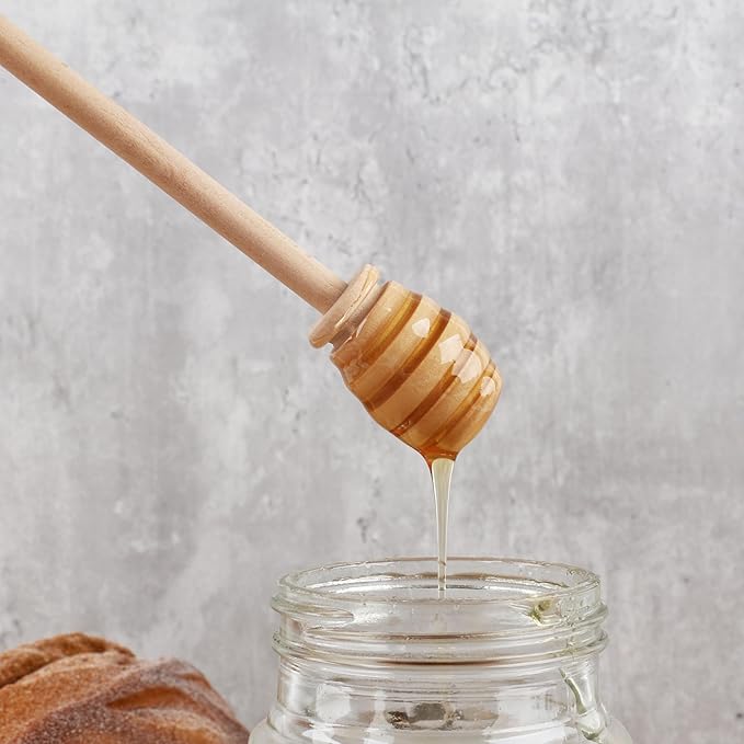 DESIOLE 4Pcs Wooden Honey Dipper Sticks, 6.3 Inch Honey Comb Stick, Mini Honey Mixing Stirrer Spoon for Honey Jar Dispense Drizzle Honey Wedding Party