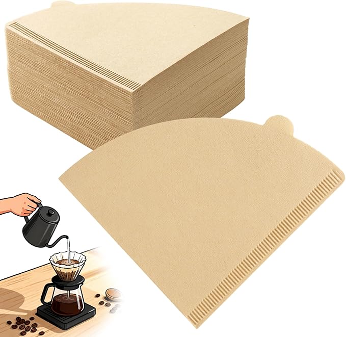 200 Count V02 Coffee Filters – Natural Unbleached Cone Coffee Filter Paper for Hario V60 and Pour Over Brewers, 2–4 Cup Disposable Coffee Filters, Brown Paper Coffee Filter