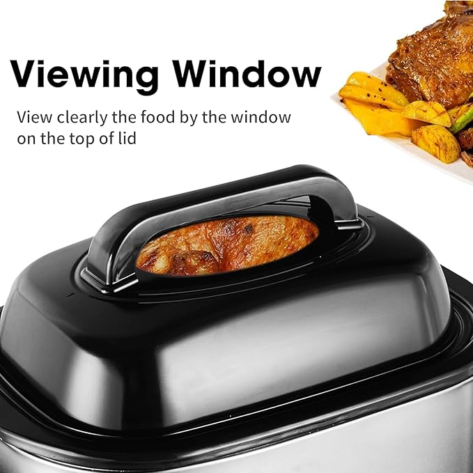 Sunvivi 24 Quart Electric Roaster with Removable Pan,Electric Turkey Roaster Oven with Visible & Self-Basting Lid,Large Roaster with Removable Pot and Cool-Touch Handles