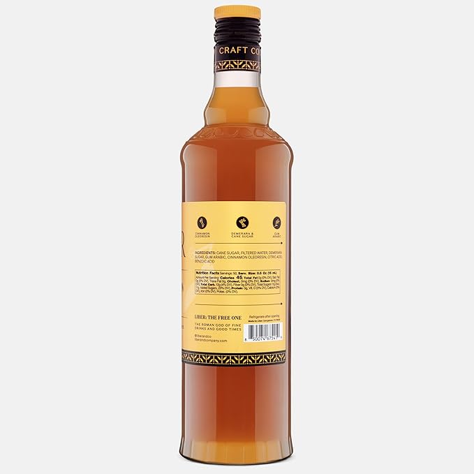 Liber & Co. Cinnamon Syrup for Coffee & Cocktails – Real Cinnamon Oleoresin Drink & Latte Flavoring, Fall & Winter Recipes, Tiki Cocktails – Makes 50 Drinks (25.4 oz)