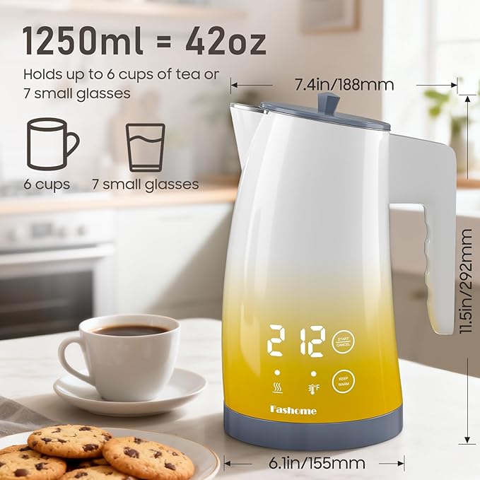 electric kettle with 5 presets temperature control (Yellow Gradient)