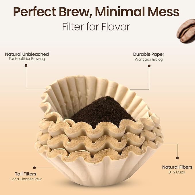 "NEW" - Café Le Rou Paper Coffee Filters, 400 Count, Biodegradable, Natural Fibers 8-12 Cups - Includes Coffee Machine Descaler-Cleaner Tablets Made in the USA