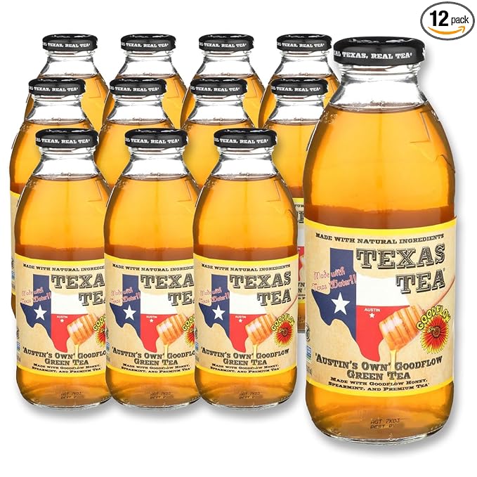 Texas Tea Austin Honey Green Tea, Non GMO, 16 Fluid Ounces (Pack Of 12)