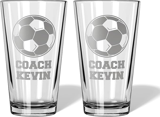 Soccer Coach Gift - Personalized Soccer Gift, Soccer Accessories, Best Coach gifts for coaches, End of Season, Girls Soccer Coach Gifts (Soccer, Dbl Pint Gift Box)